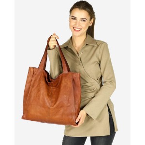 34■ Shopper Damen Schwarz & Beige Leder Tasche mit reißverschluss